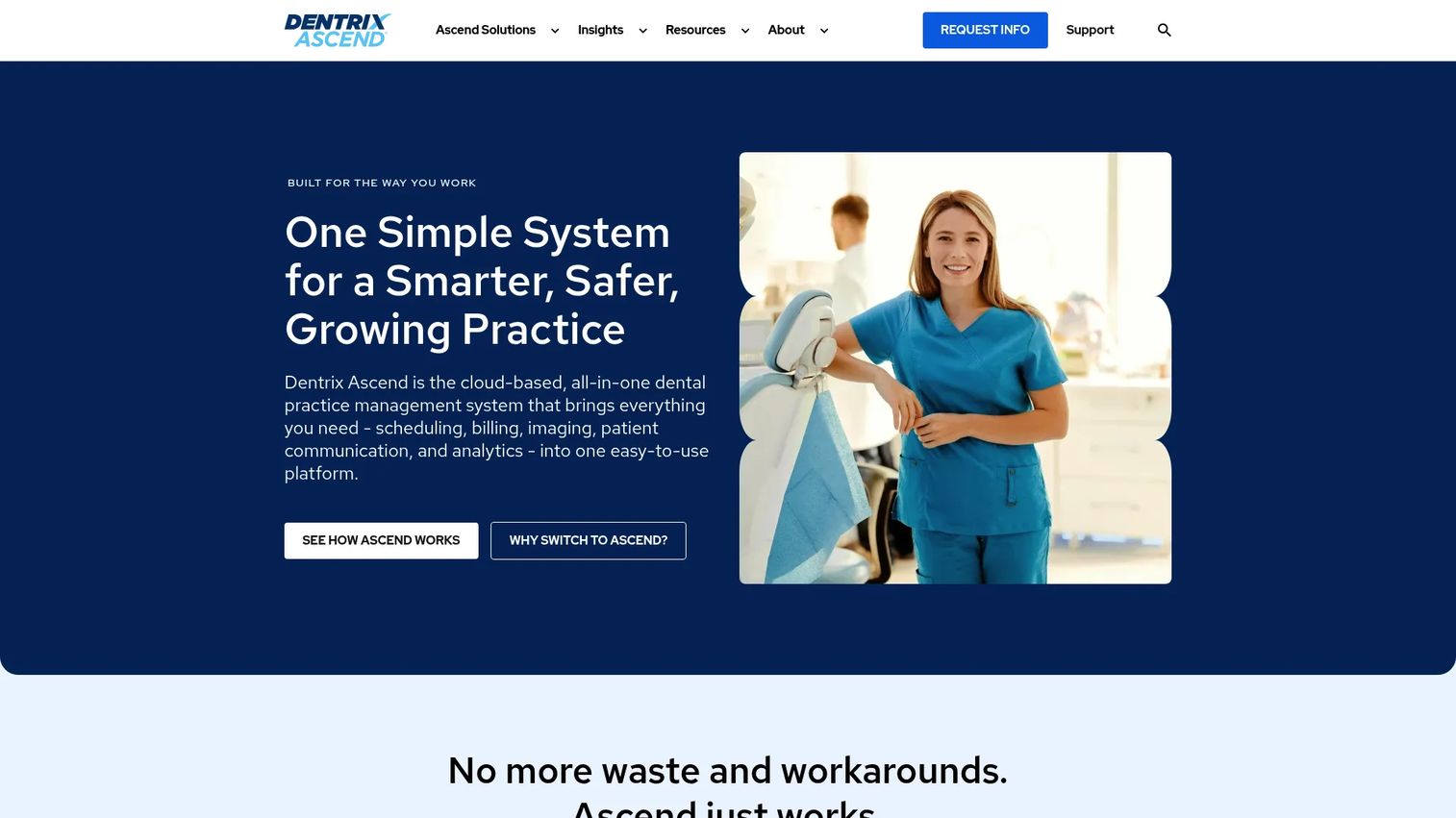 Dentrix Ascend cloud dental software homepage