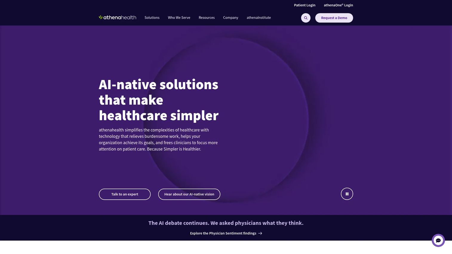 athenahealth practice management software homepage