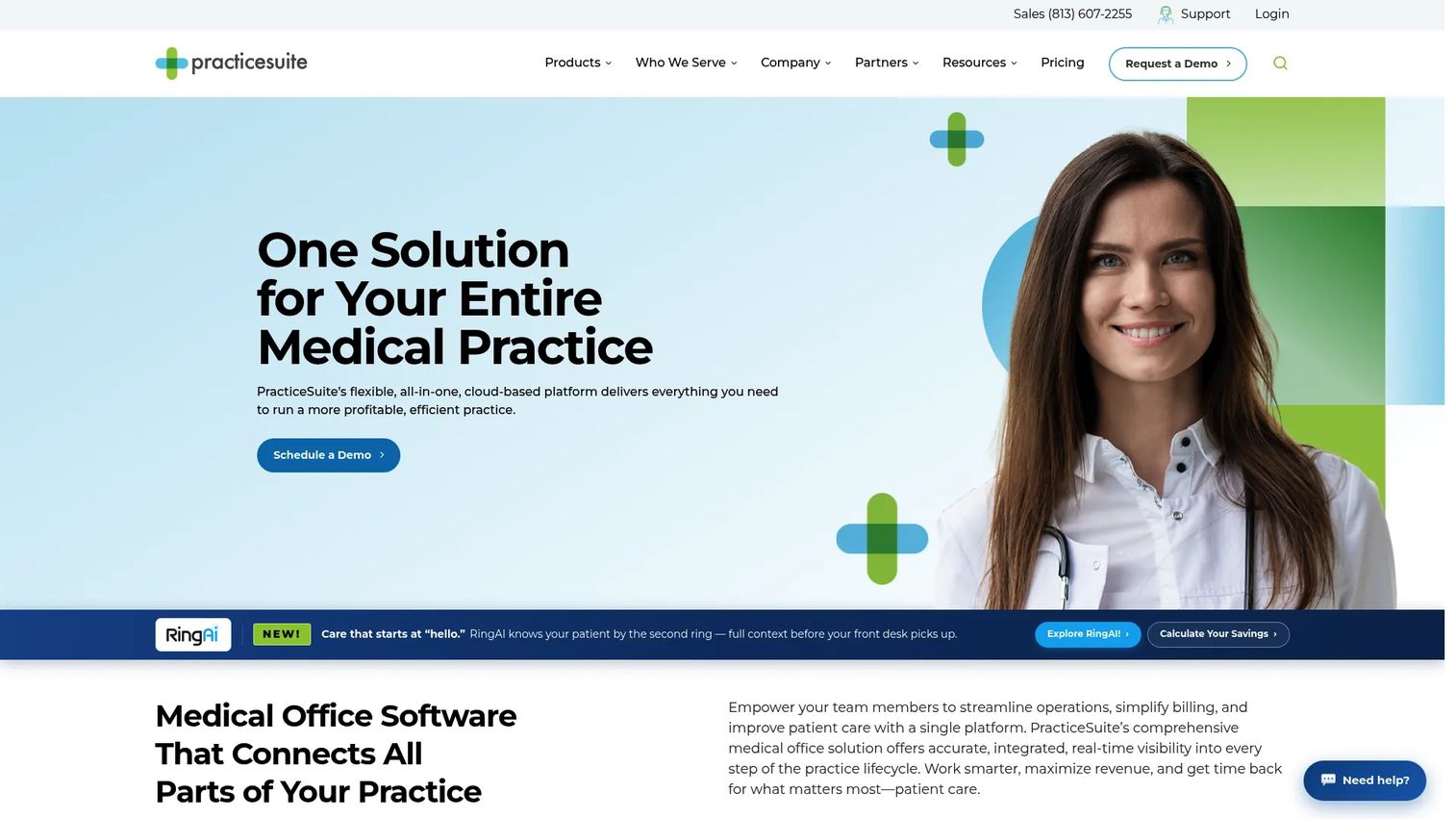 PracticeSuite practice management software homepage