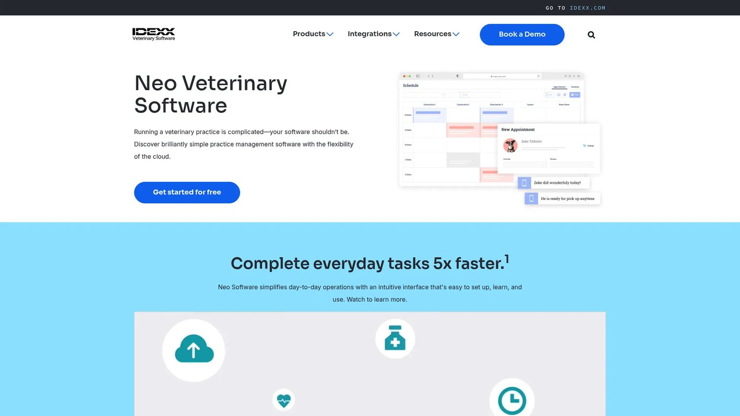 IDEXX Neo cloud-based veterinary practice management dashboard