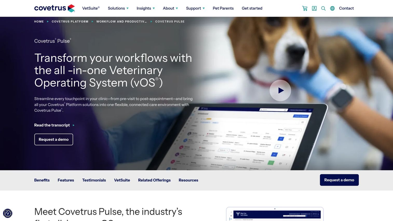 Covetrus Pulse veterinary operating platform interface