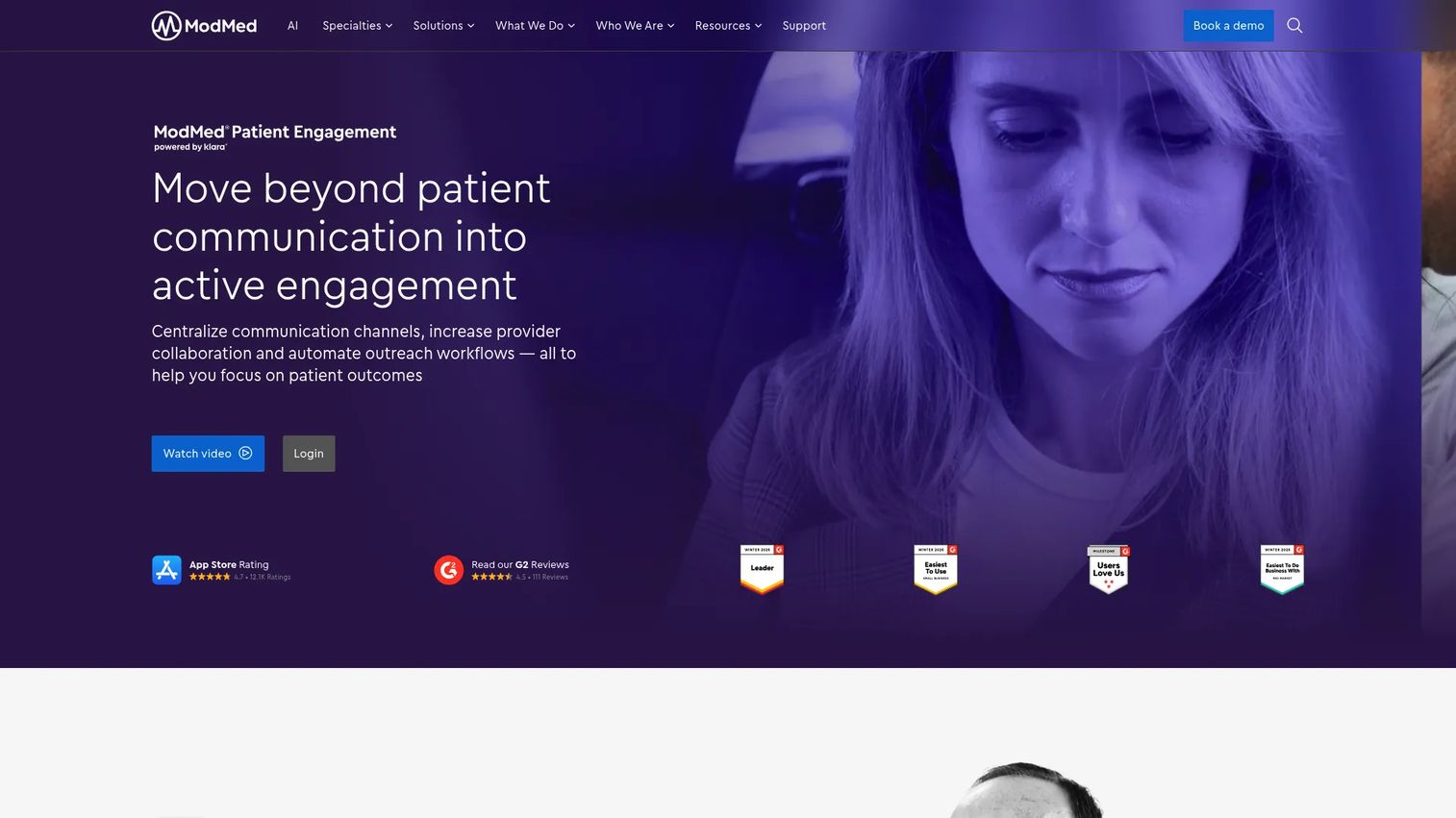 Klara patient communication platform homepage