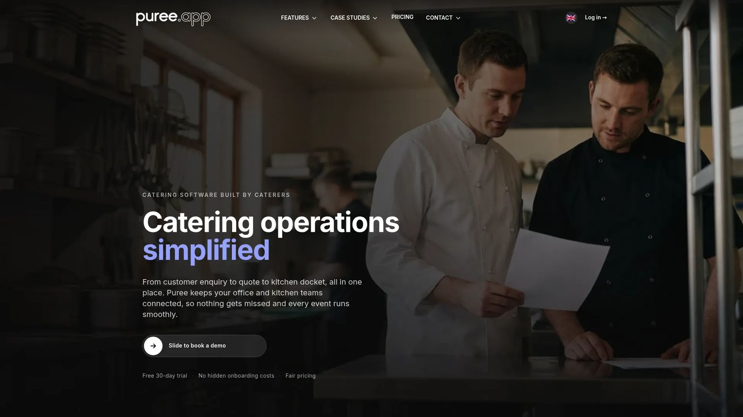Puree catering software homepage