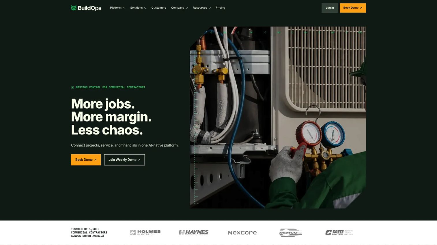 BuildOps commercial contractor operations platform homepage