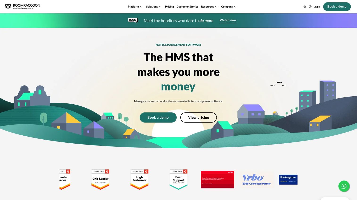 RoomRaccoon hotel management software homepage