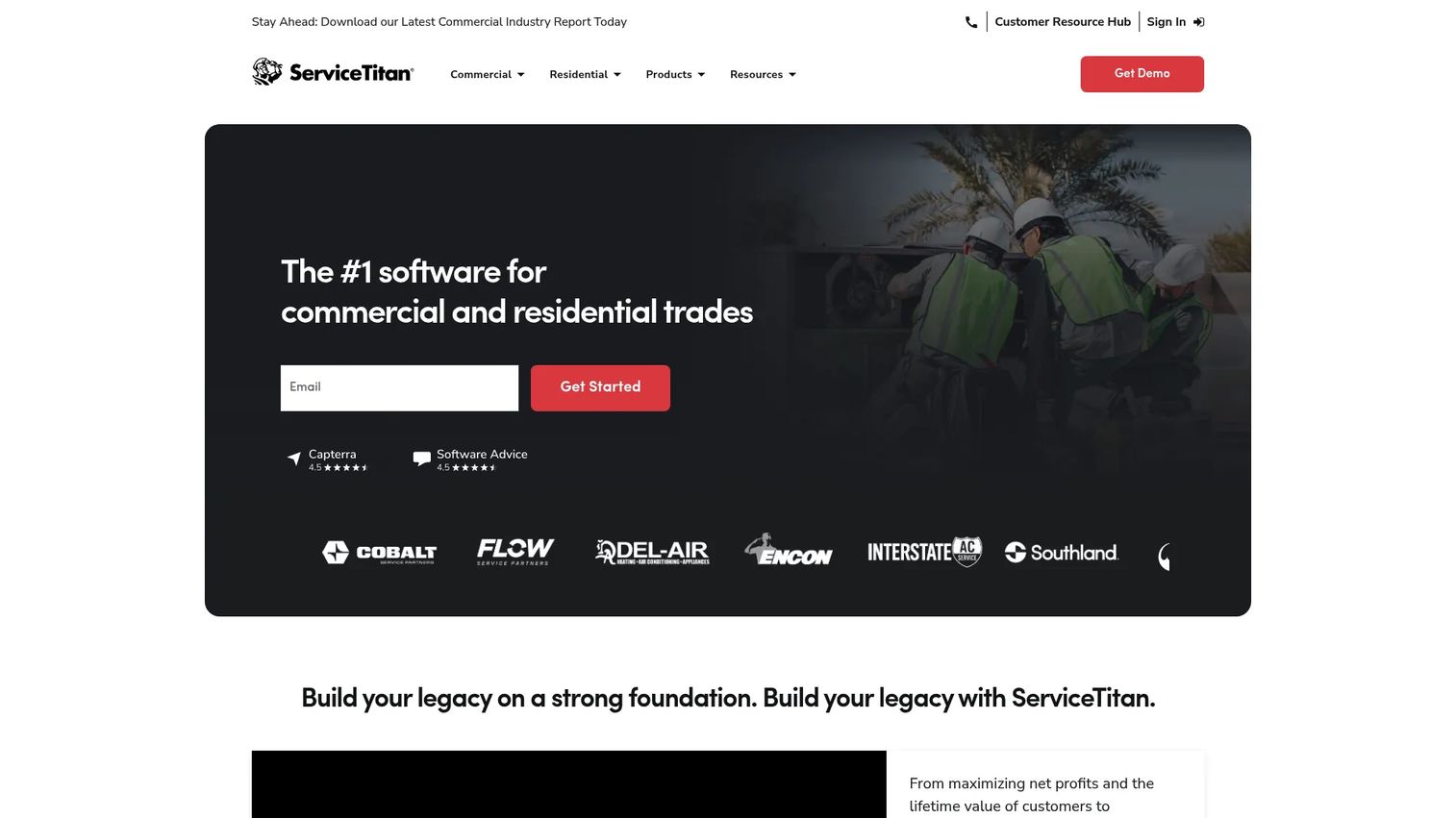 ServiceTitan all-in-one trade contractor software homepage