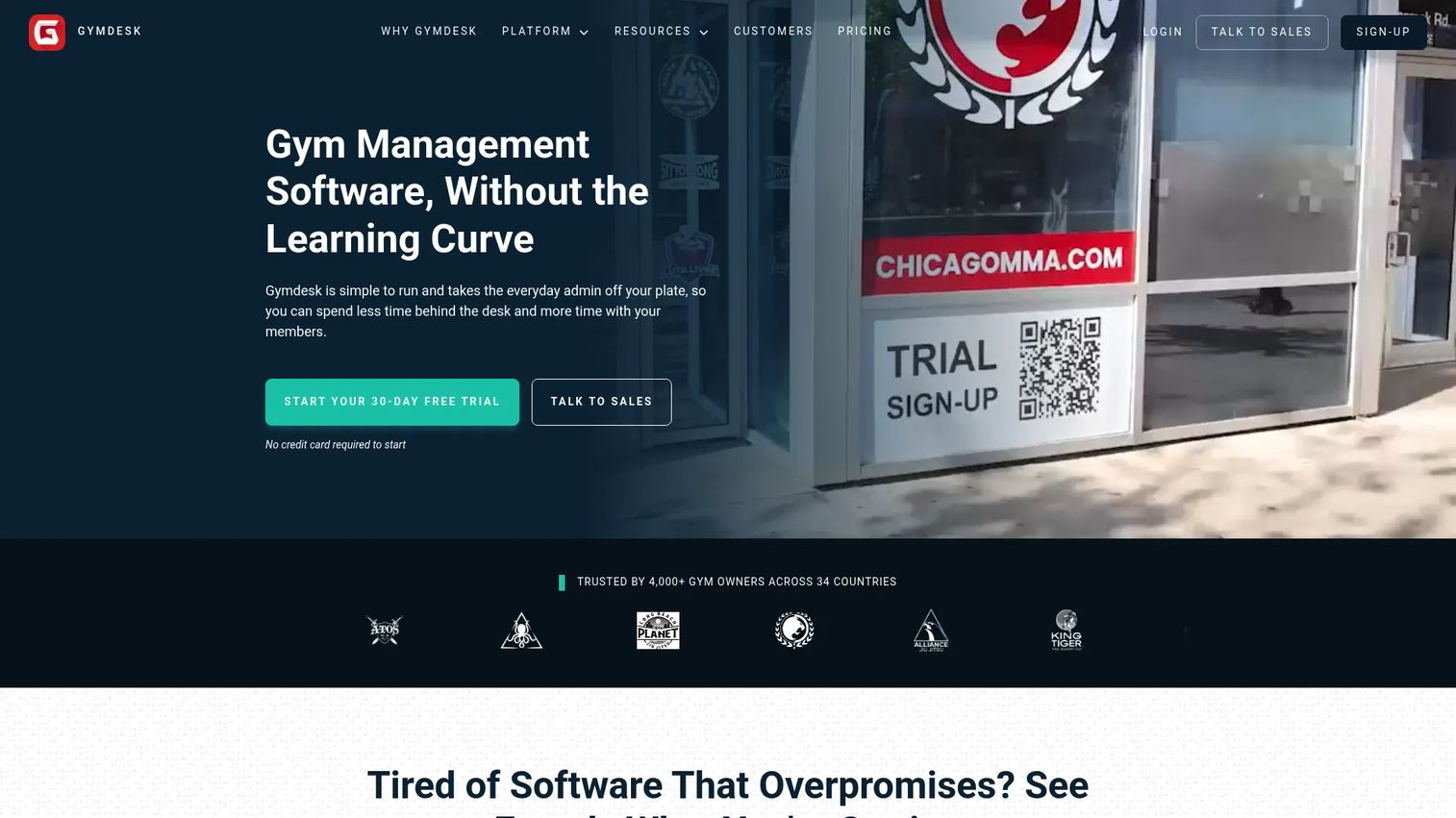 Gymdesk gym management software homepage