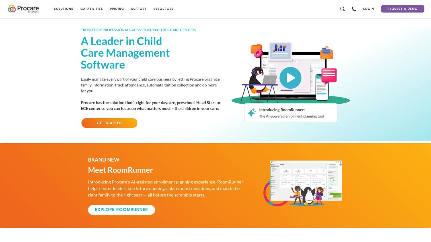 Procare childcare management software homepage