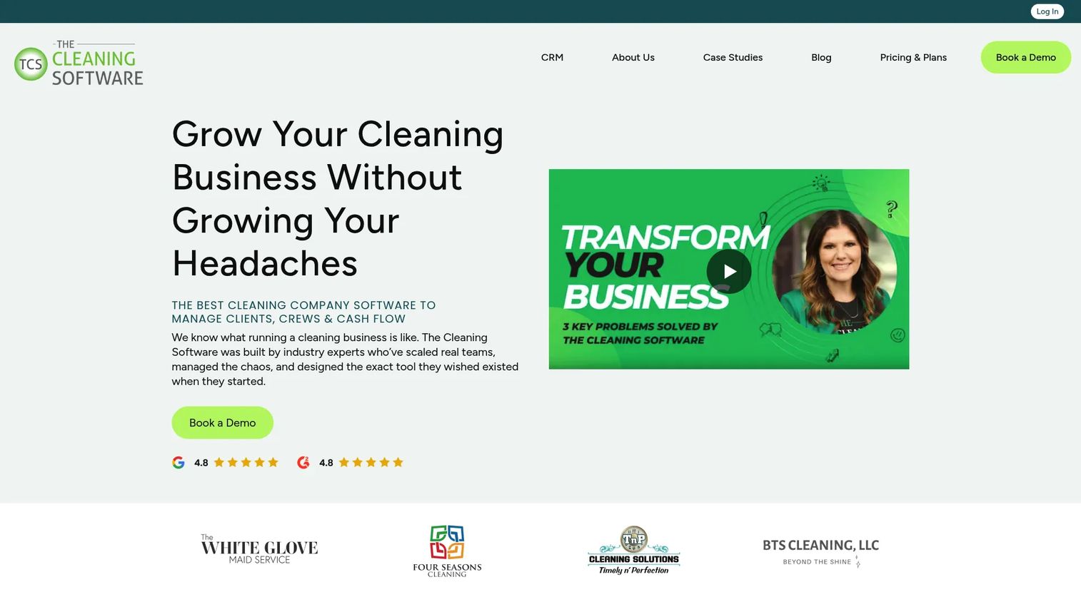 The Cleaning Software cleaning CRM homepage