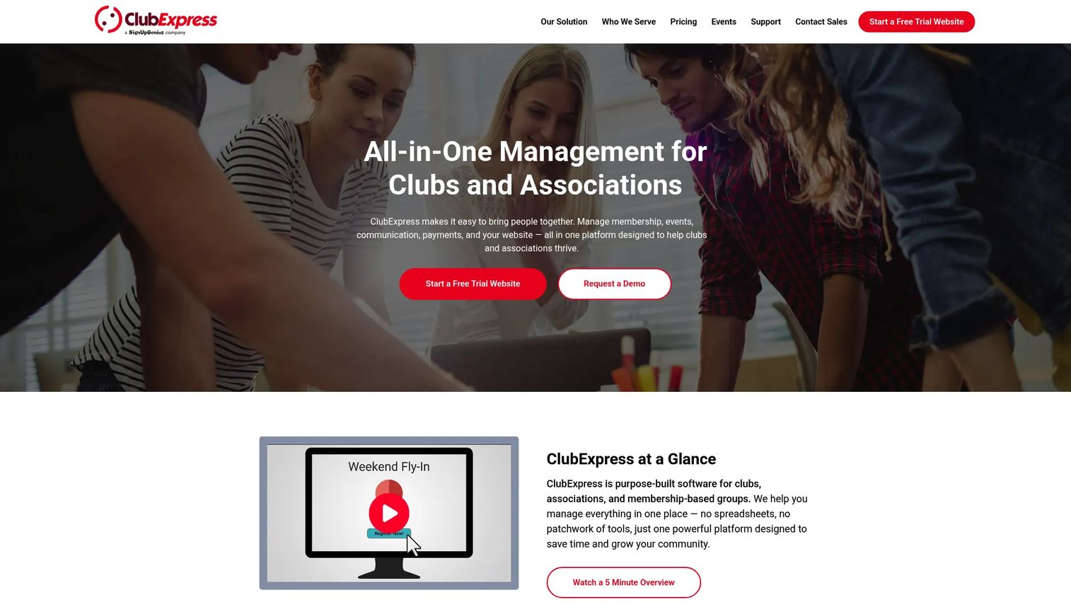 ClubExpress club and association management software homepage