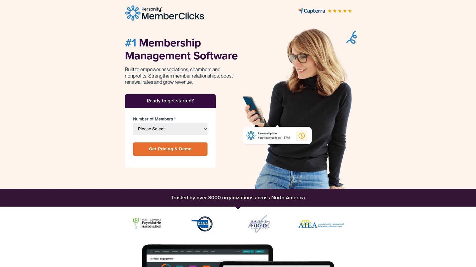 MemberClicks membership management software homepage