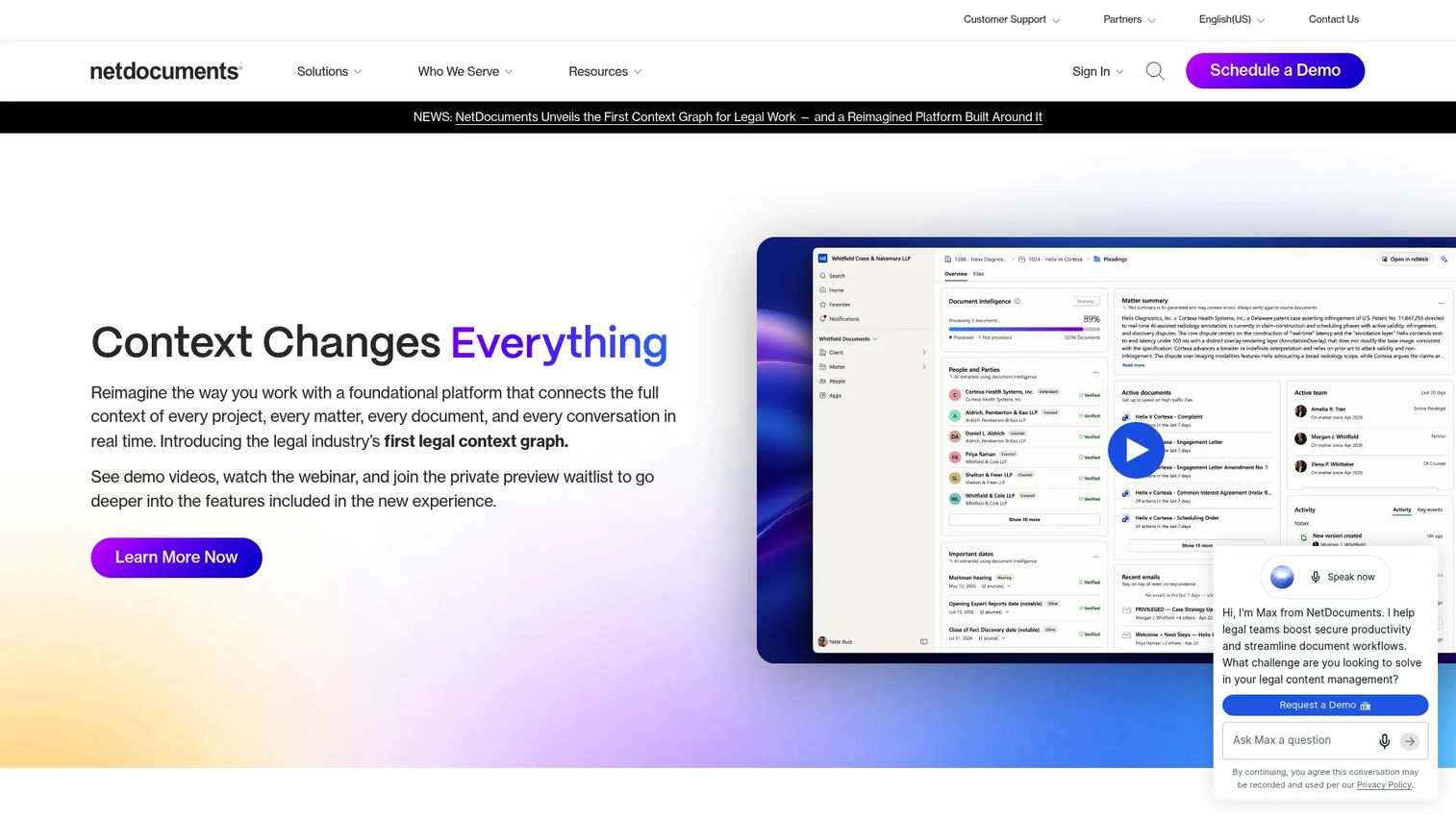NetDocuments cloud document management for legal teams homepage