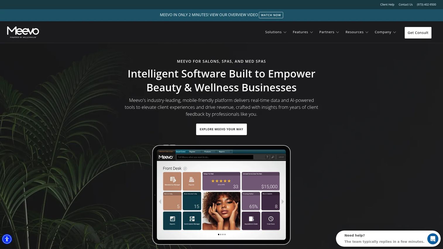 Meevo cloud salon, spa, and med spa software