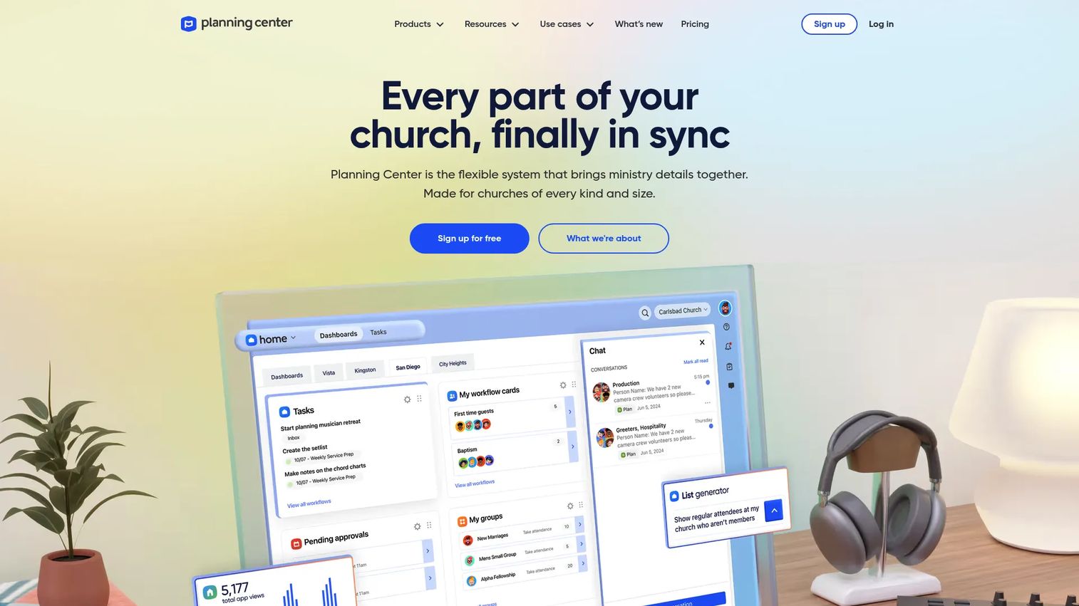 Planning Center church management software homepage