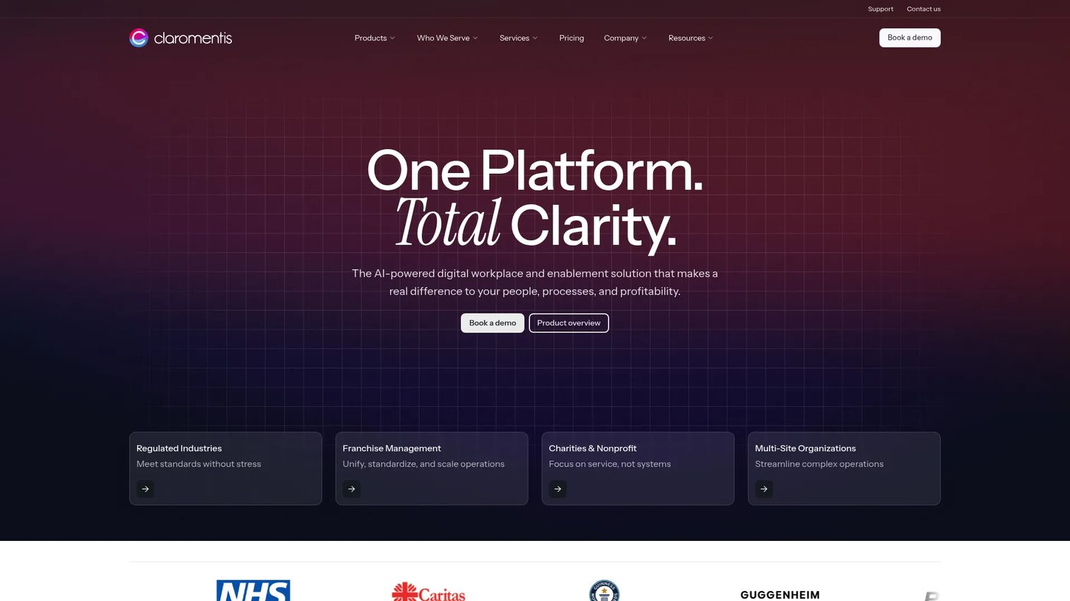 Claromentis digital workplace and intranet software homepage