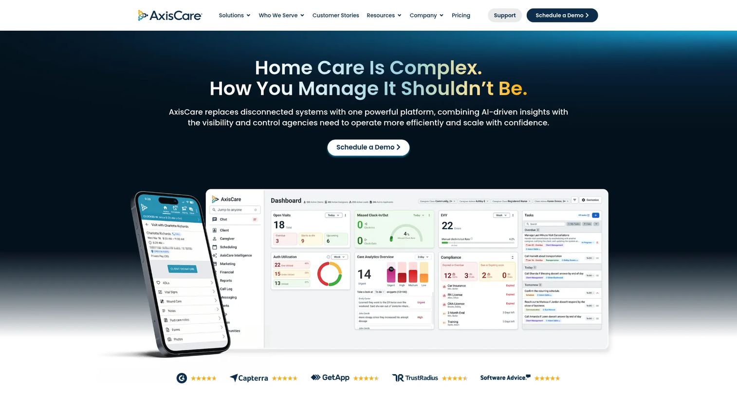 AxisCare home care scheduling and EVV software