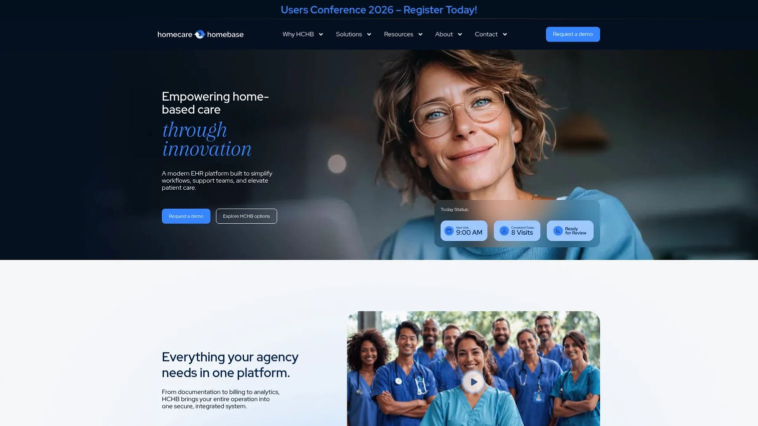 Homecare Homebase enterprise home health and hospice EHR homepage