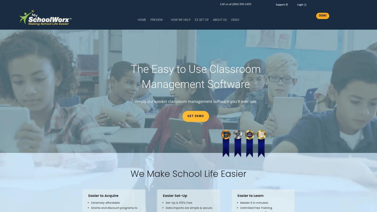 MySchoolWorx school management software homepage
