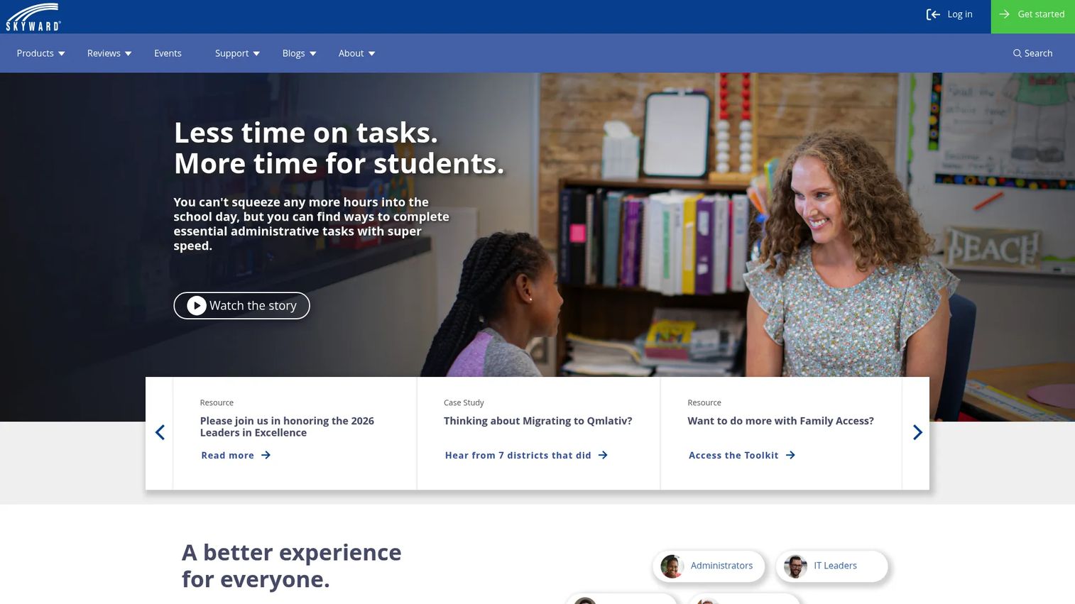 Skyward school administration software homepage