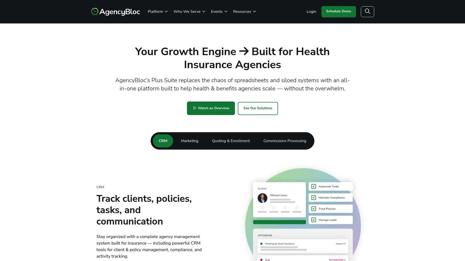 AgencyBloc insurance agency management platform
