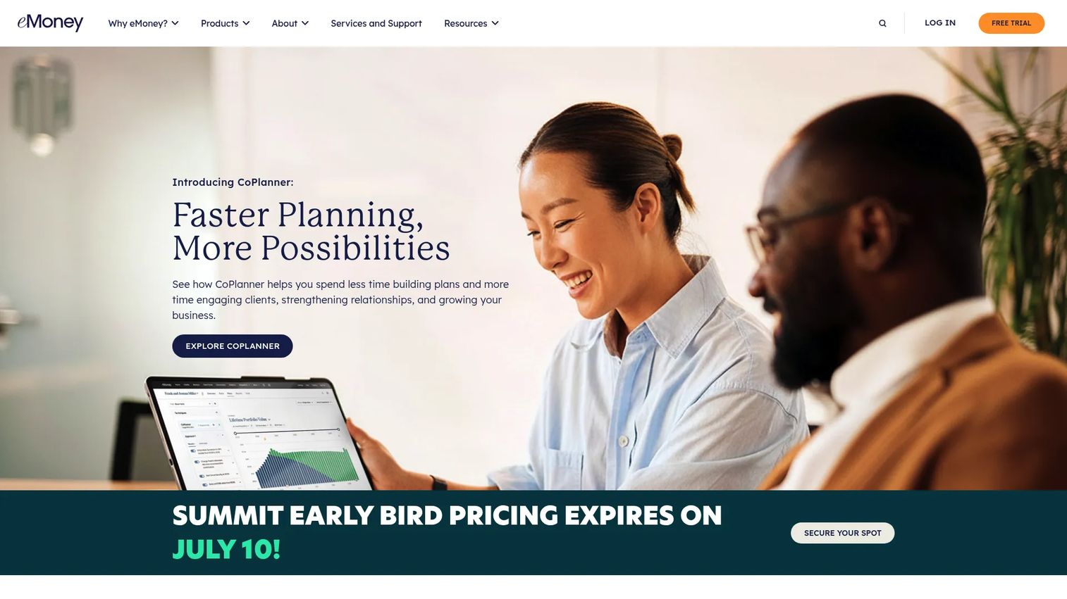 eMoney Advisor homepage