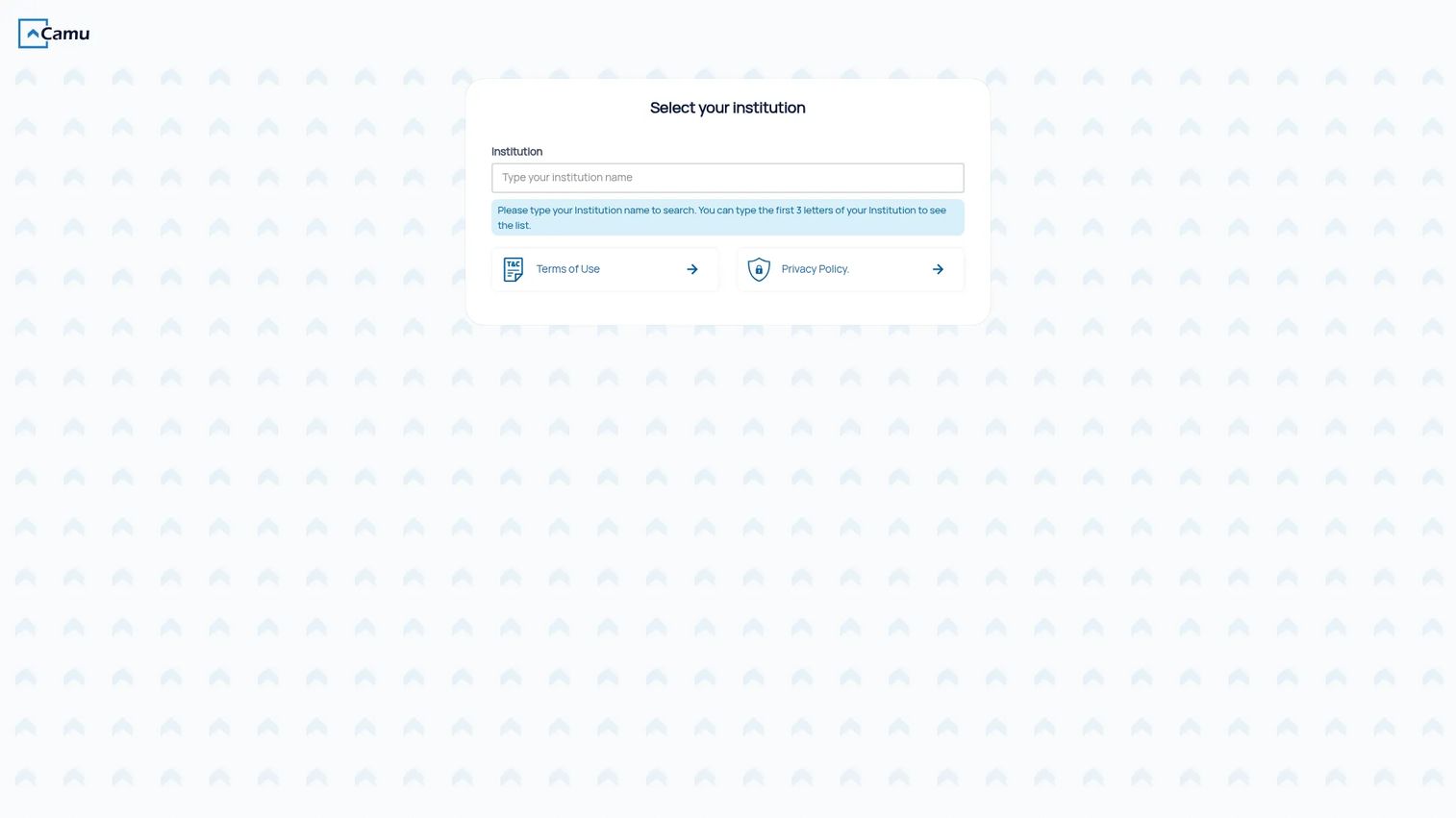 Camu homepage screenshot