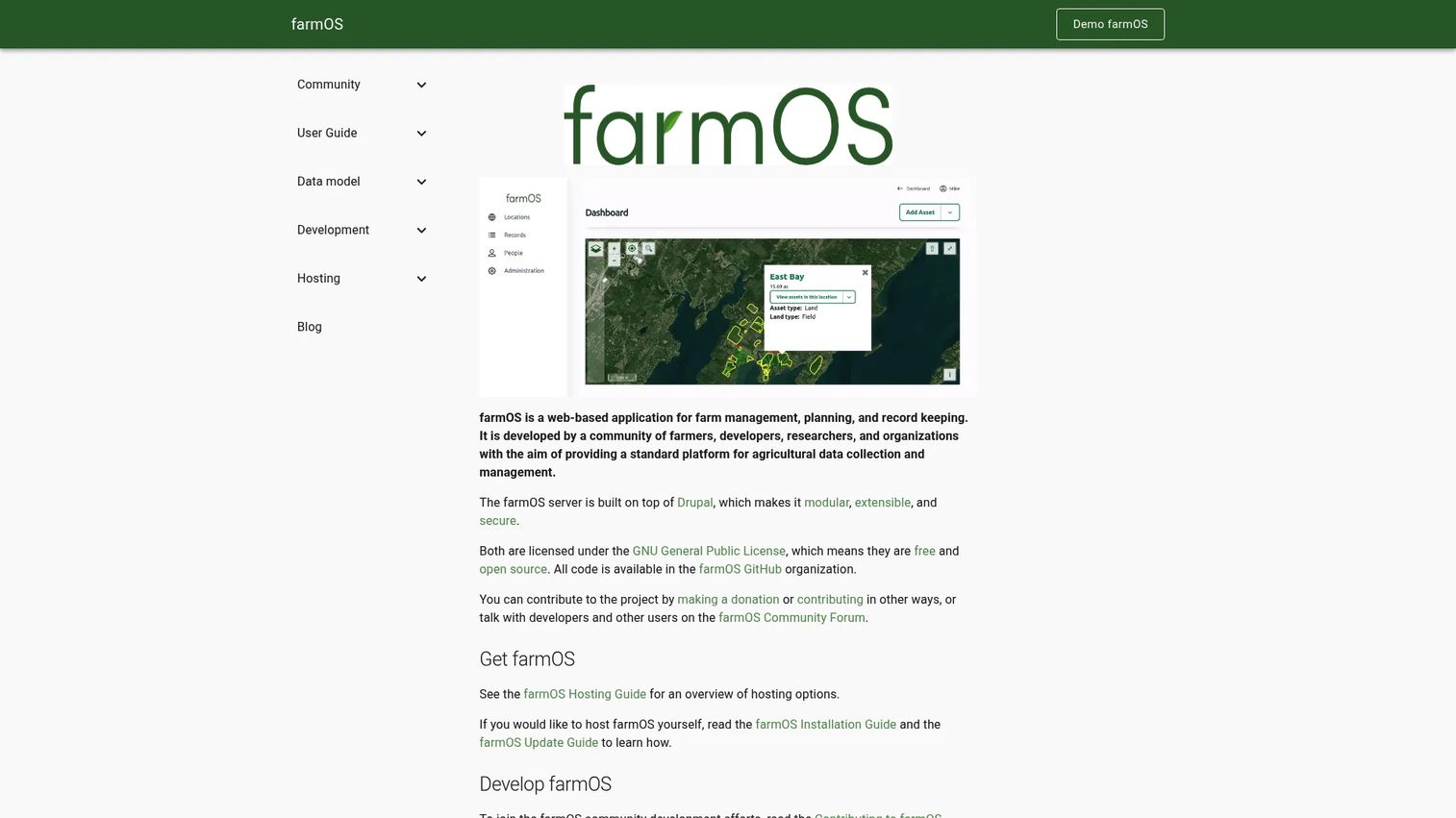 farmOS open-source farm management software interface