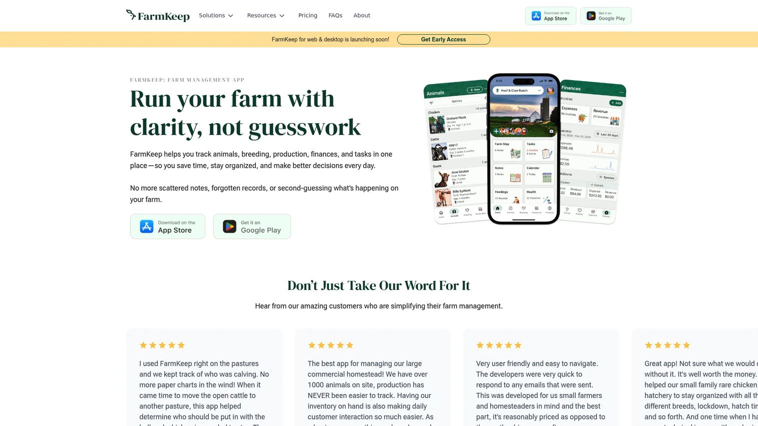 FarmKeep farm management app showing livestock and task records
