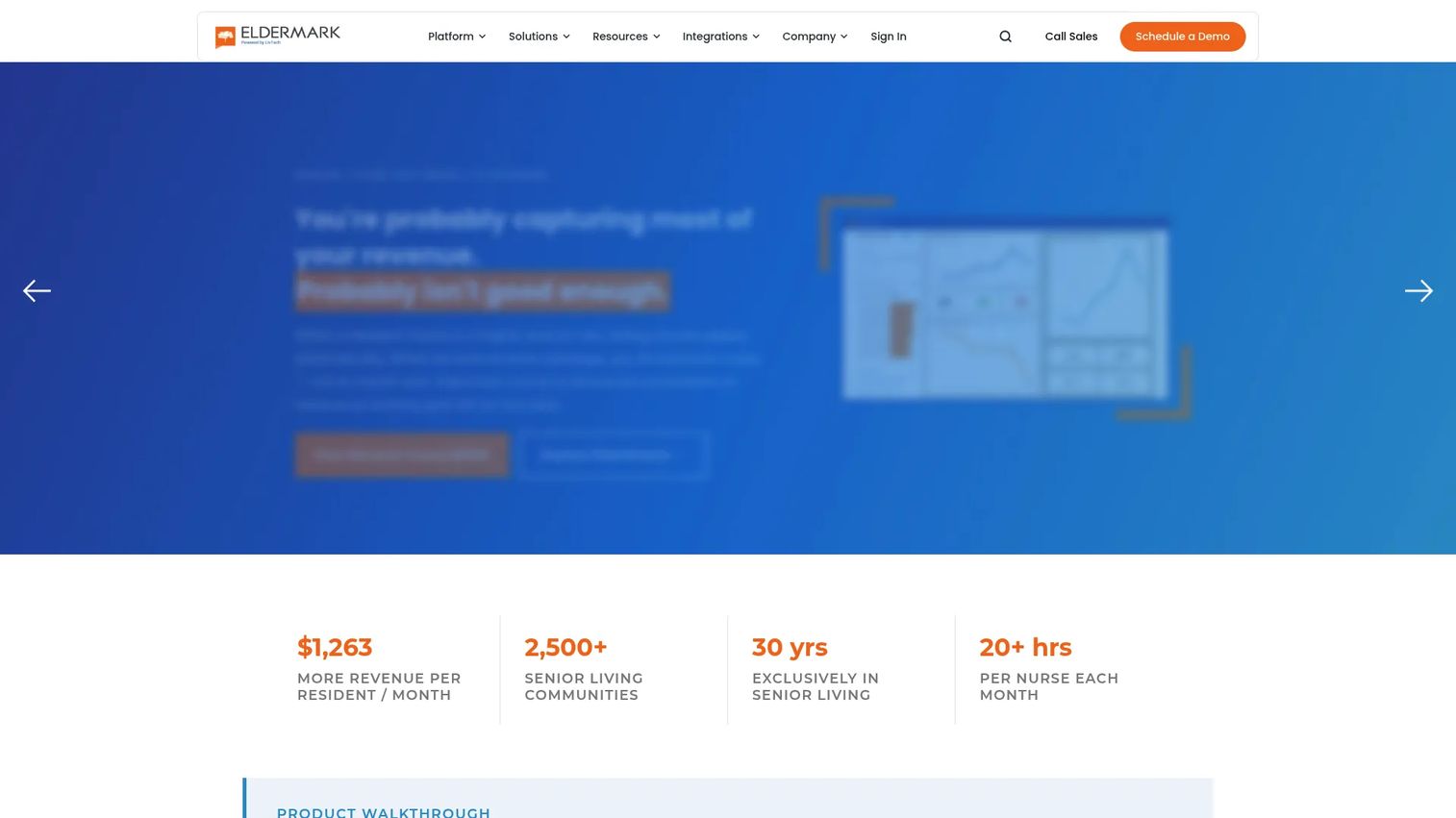 Eldermark senior living software homepage