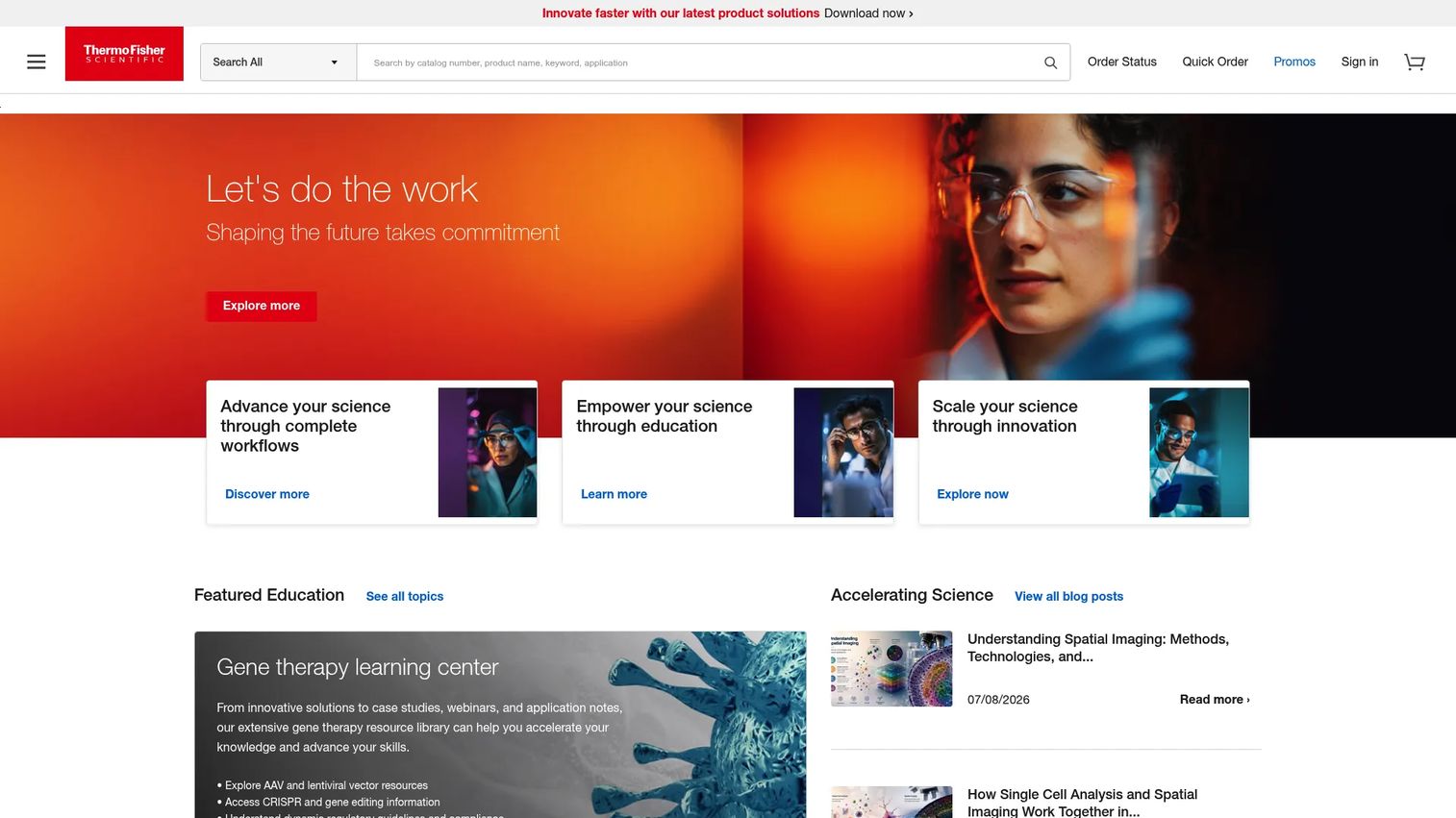 Thermo Fisher Scientific homepage