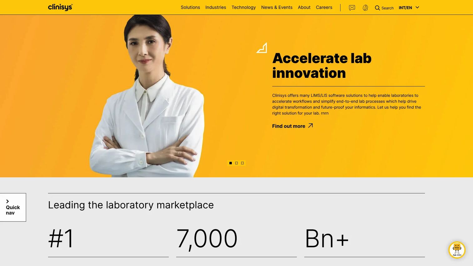 Orchard Software clinical LIS homepage