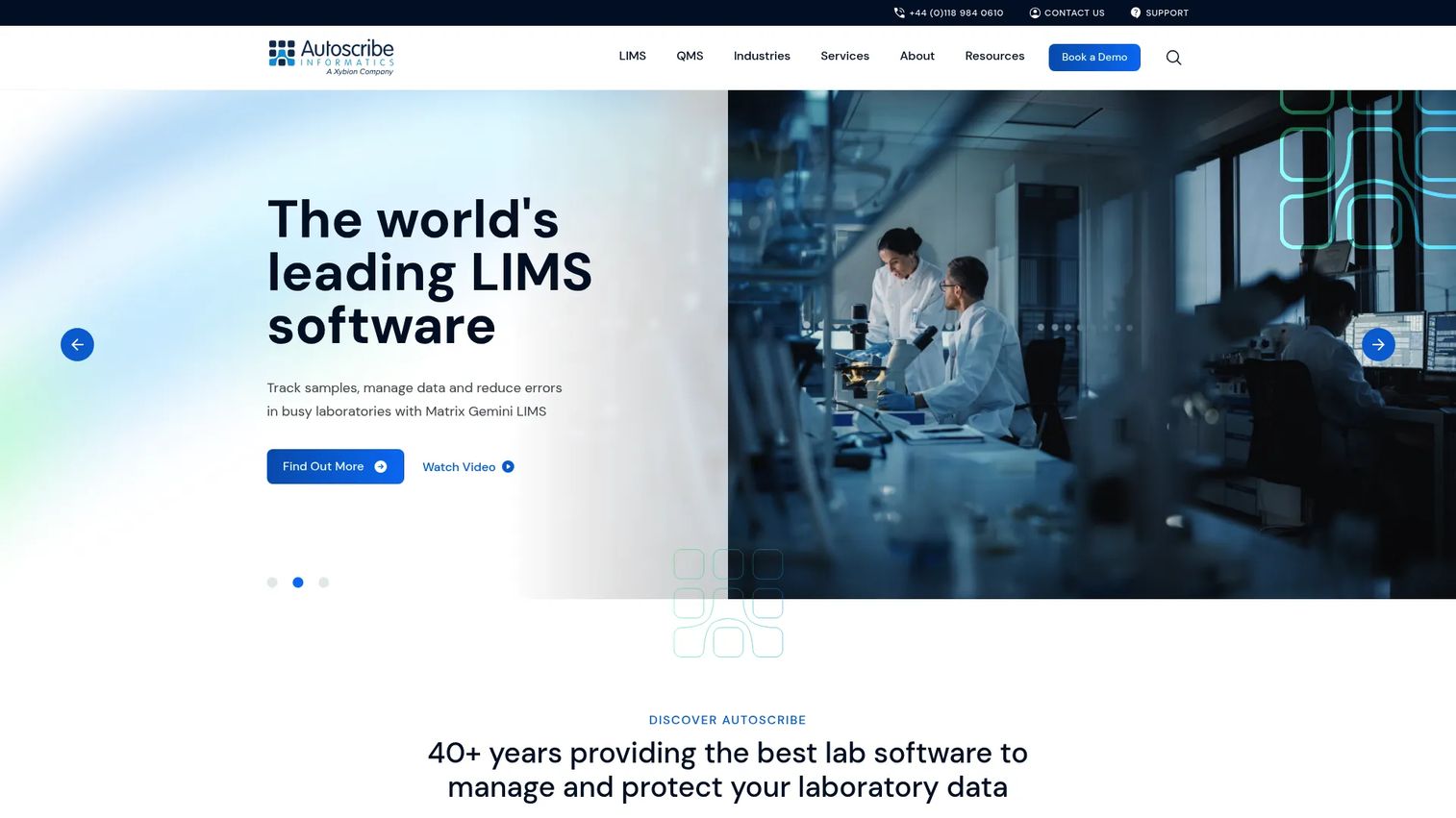 Autoscribe Informatics Matrix Gemini LIMS homepage