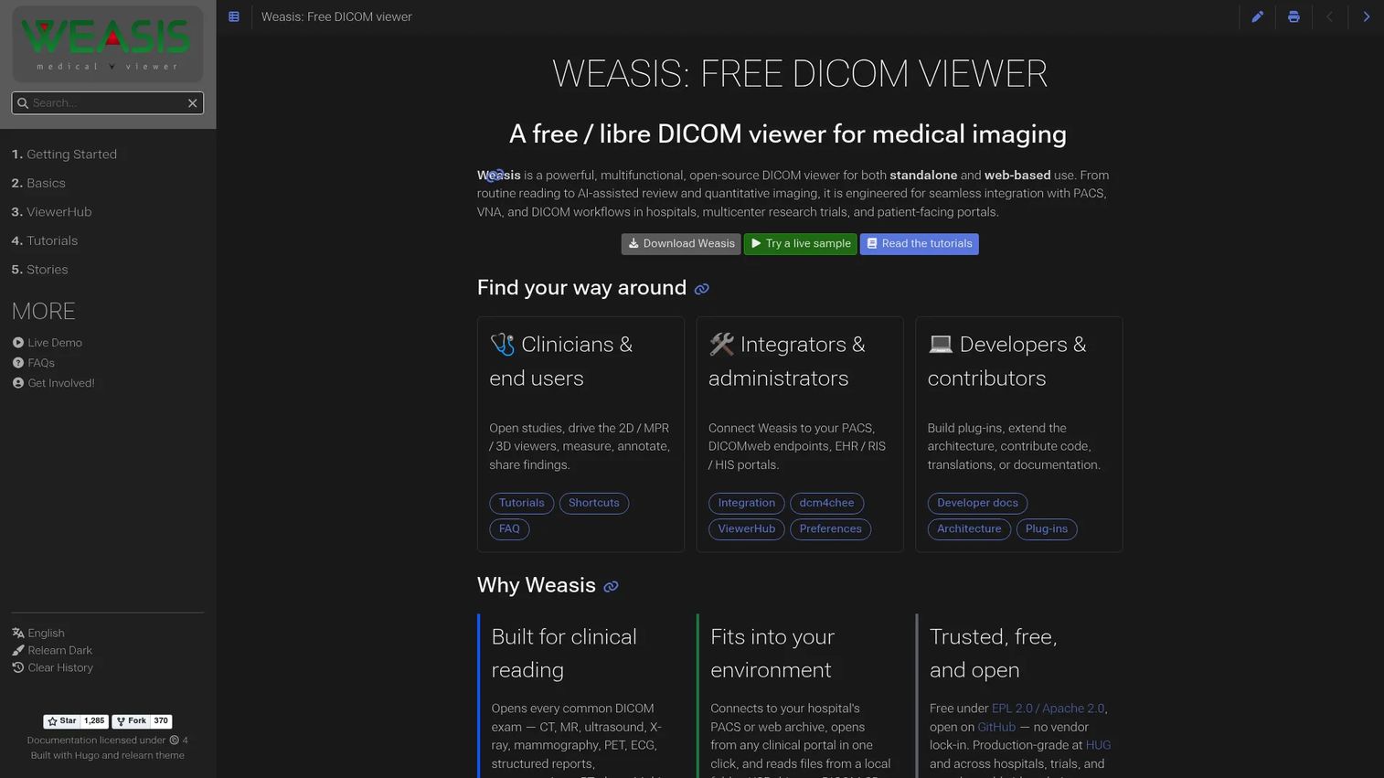 Weasis open-source DICOM viewer homepage