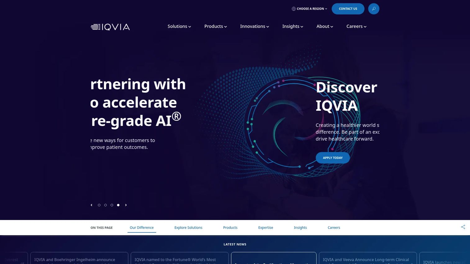 IQVIA Technologies clinical trial management system page