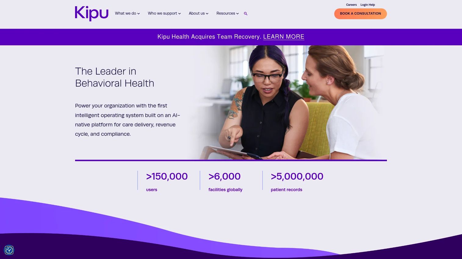Kipu Health addiction treatment software homepage
