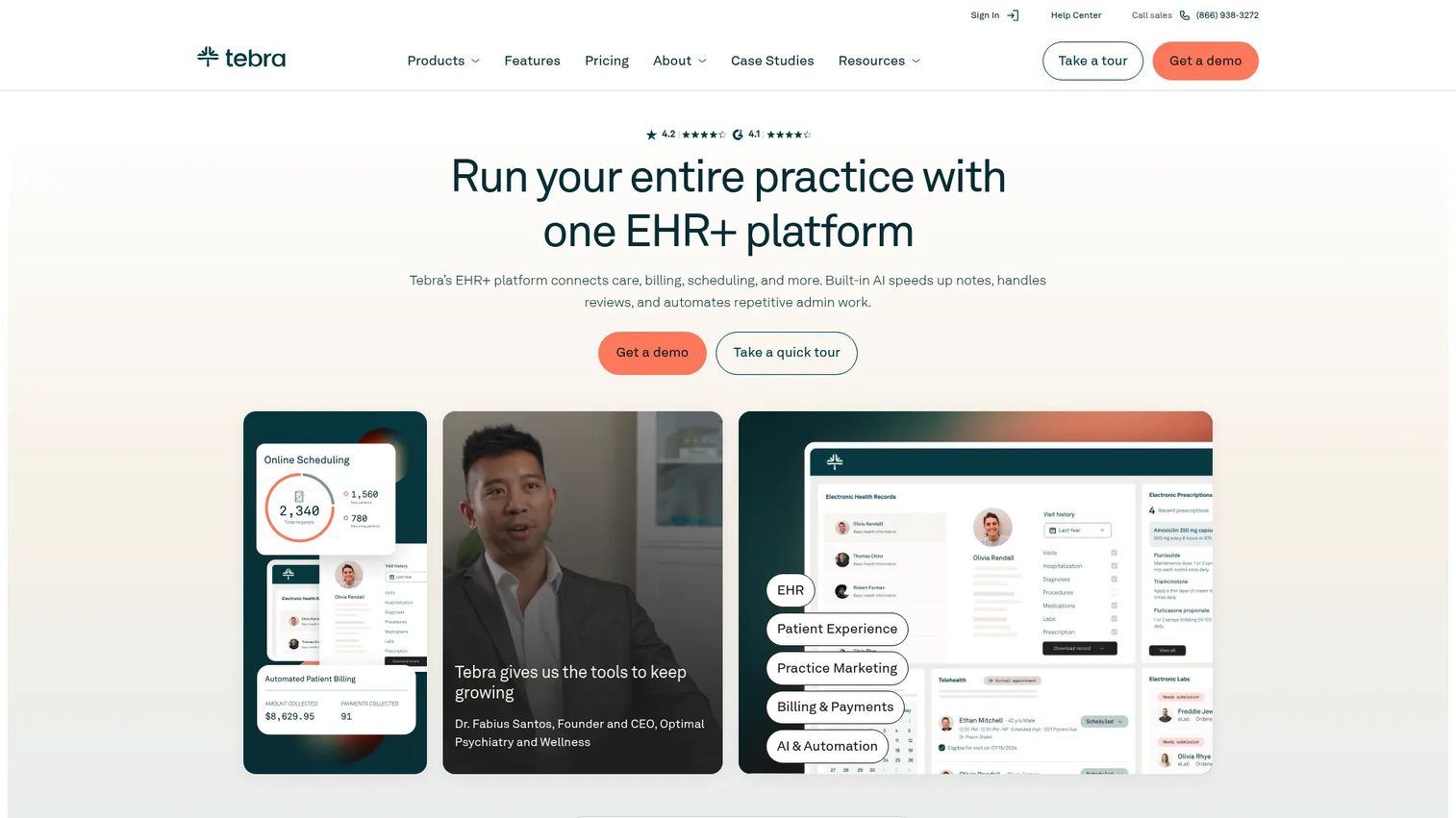 Tebra practice management and scheduling software homepage