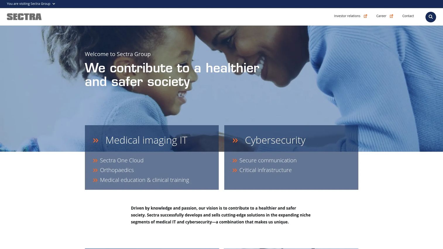 Sectra enterprise imaging platform homepage