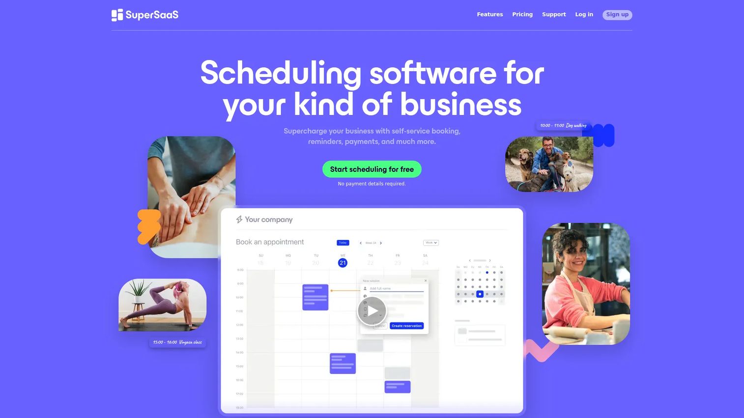SuperSaaS online scheduling and reservation software interface