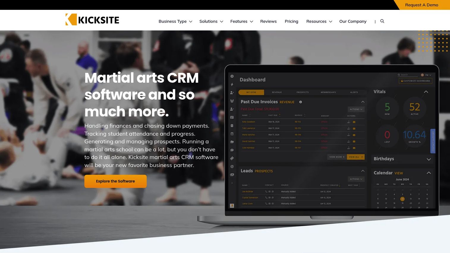 Kicksite martial arts management software student dashboard