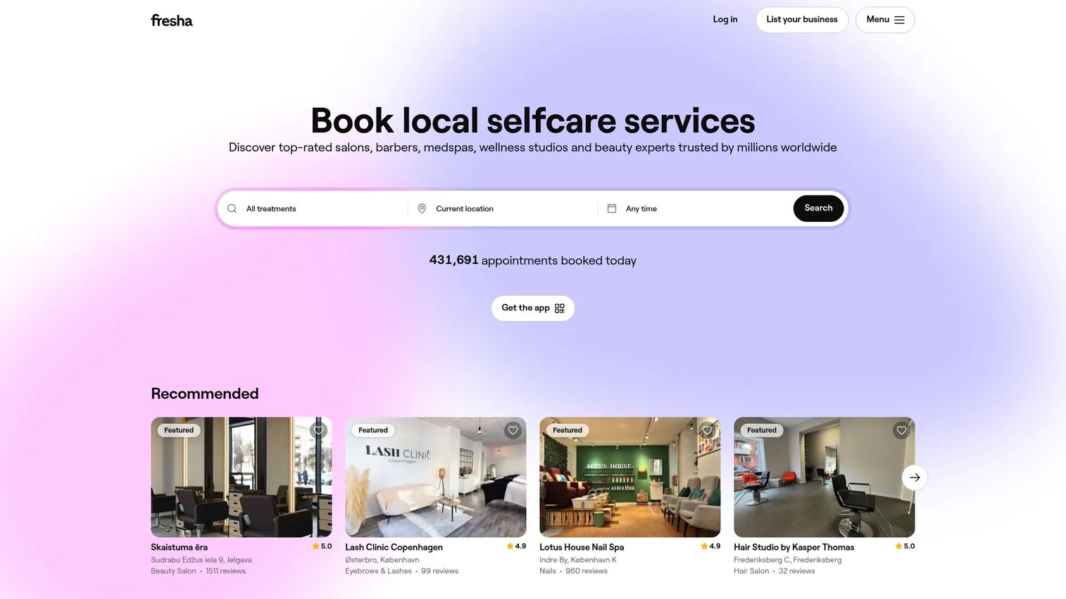 Fresha spa scheduling software