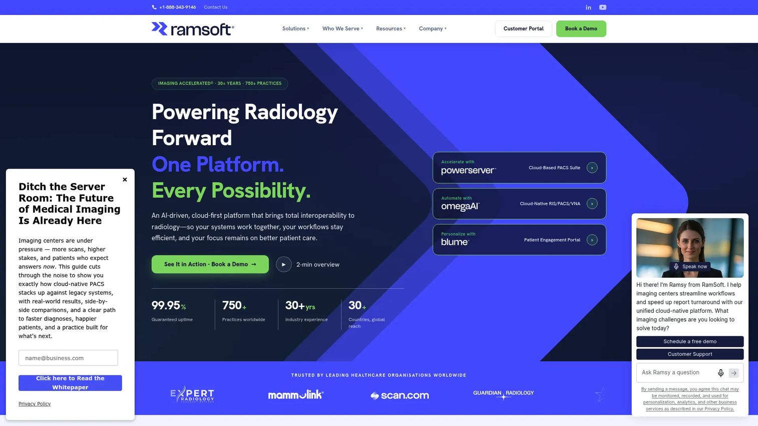 RamSoft cloud radiology software homepage