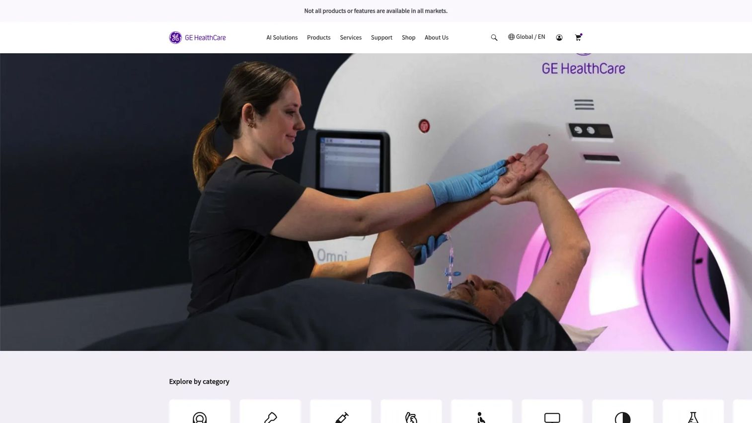 GE HealthCare medical imaging software homepage