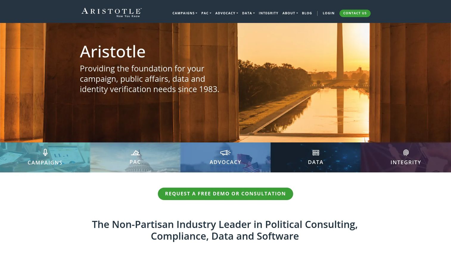 Aristotle Campaign Manager political software homepage