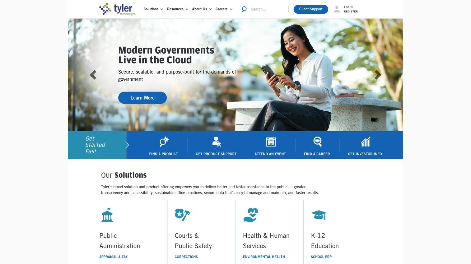 Tyler Technologies municipal software homepage