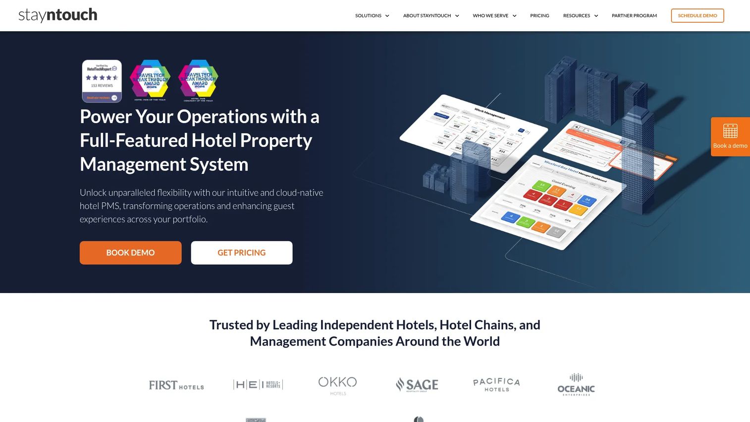 Stayntouch mobile-first cloud hotel PMS homepage