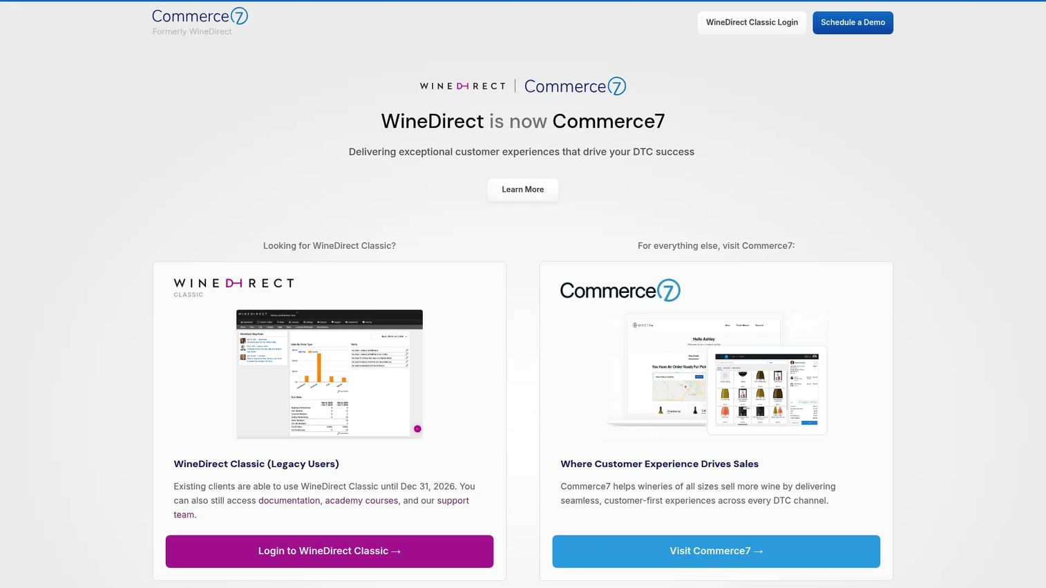 WineDirect direct-to-consumer wine commerce platform homepage