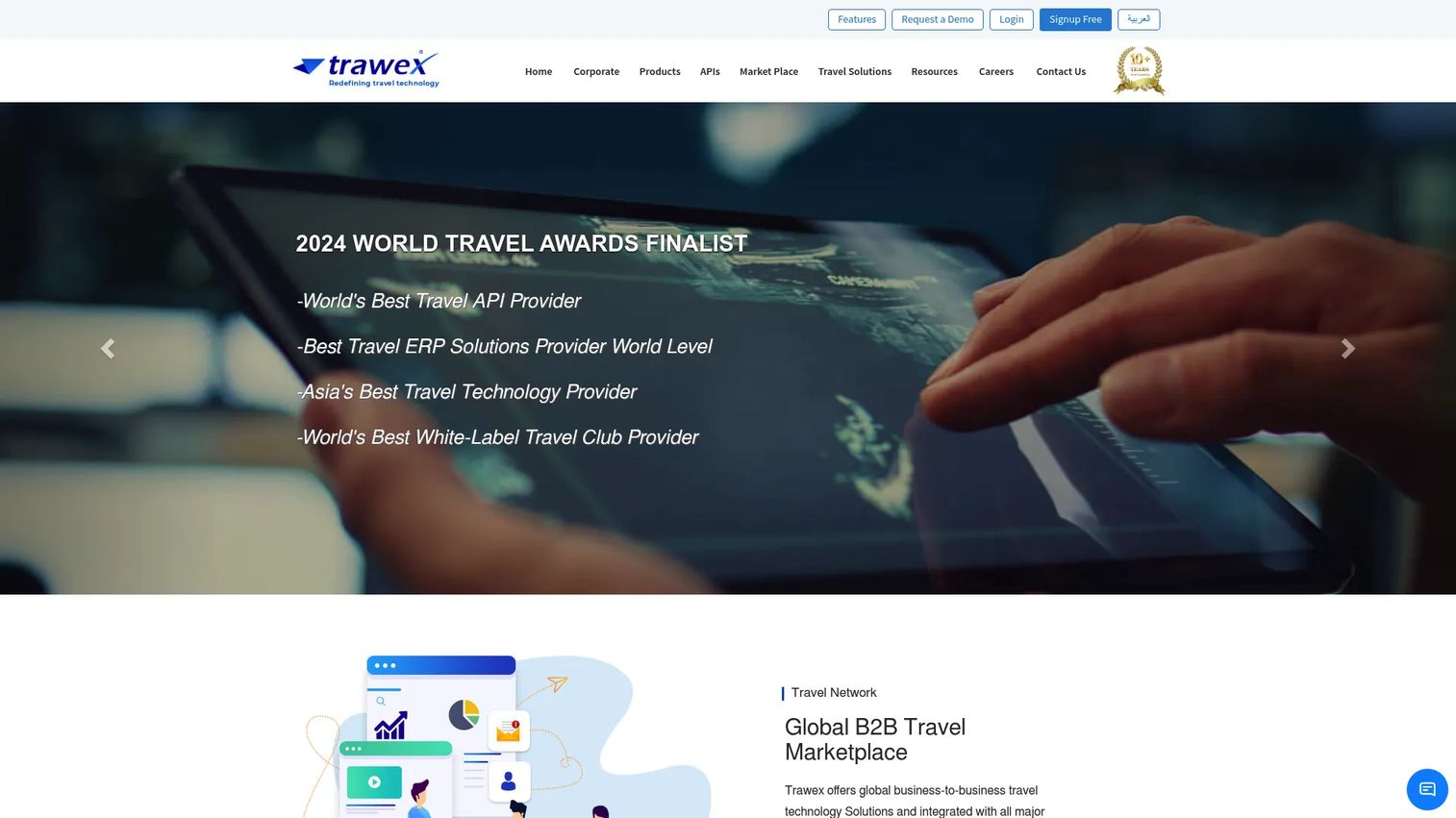 Trawex Cloud Suite travel technology platform homepage