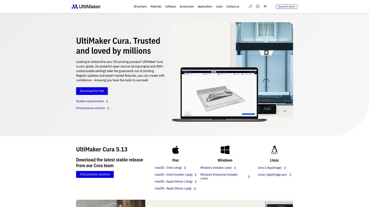 UltiMaker Cura 3D printing slicer software interface