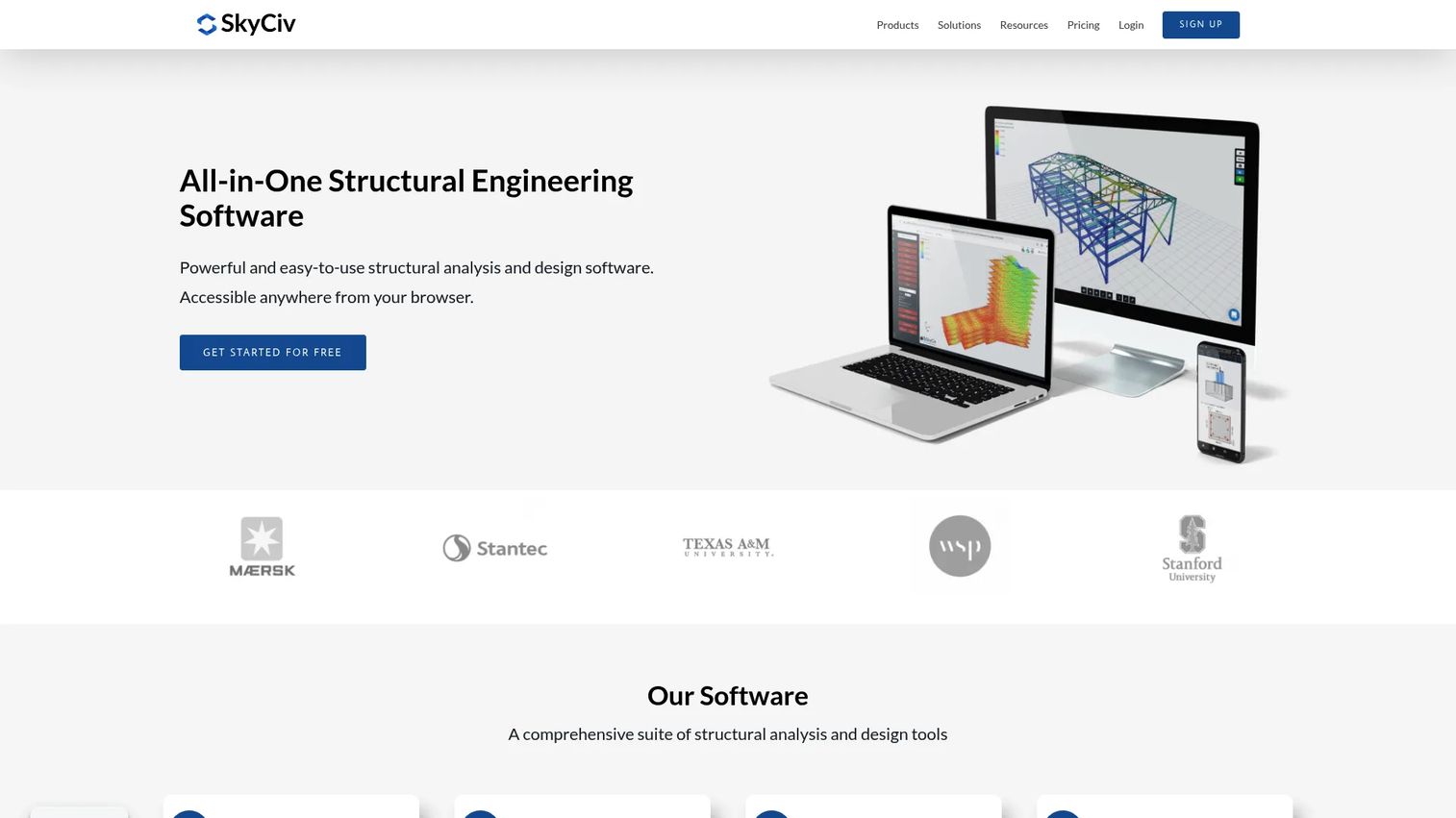 SkyCiv cloud-based structural analysis software interface