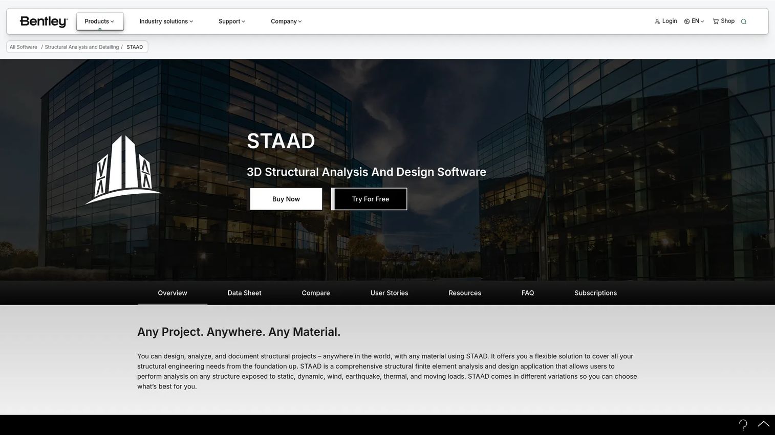 Bentley STAAD structural analysis and design software
